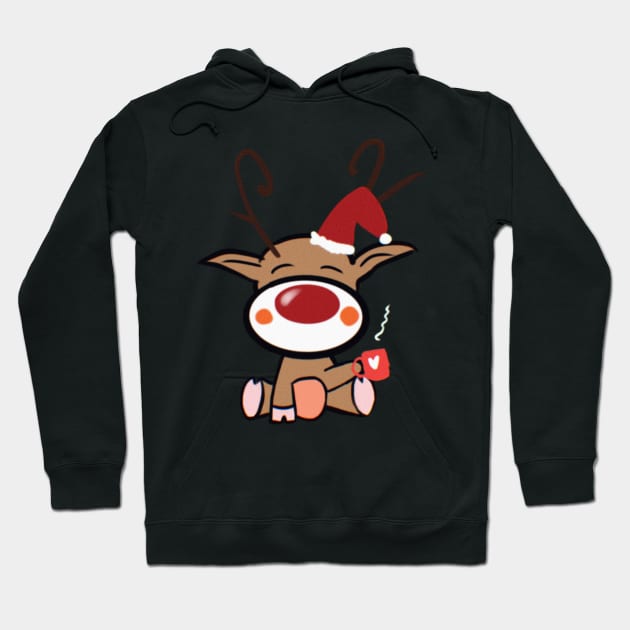 Morning Coffee Snowy Rudolf Hoodie by xsaxsandra